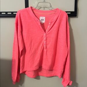 Aerie Vibrant Pink Henley Top